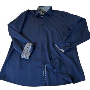 Tom Blaine Men's Navy Blue Wrinkle Free Down Shirt